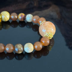 Handcrafted Natural Yellow Jasper & Sunstone Crystal Bracelet — A Bracelet for Confidence and Stability