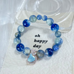 Natural Blue Crystal & Ocean Aura Handmade Bracelet