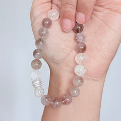 Gray Rutilated Quartz & Clear Crystal Bracelet