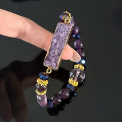 Scorpio Crystal Bracelet with Amethyst Druzy for Protection, Intuition & Energy Balance