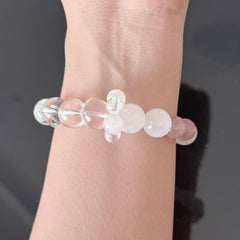 Rose Quartz & Clear Quartz Crystal Bracelet