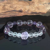 Handcrafted Amethyst & Clear Quartz Bracelet | Rose-Shaped Healing Gemstone Bracelet