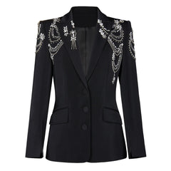 Gorgeous Heavy Crystal Beading Women's Short Coat