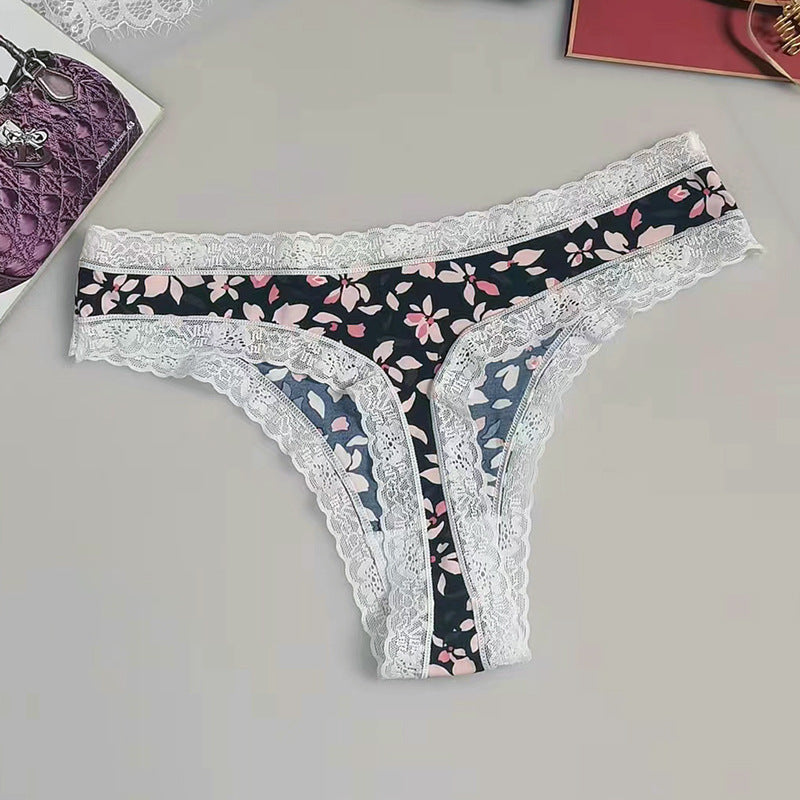 Seamless Silk Printed Underwear Thong