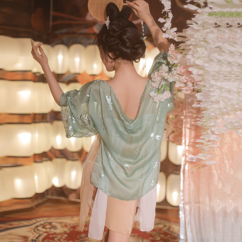 Ancient Style Chiffon Bra Pajamas Set