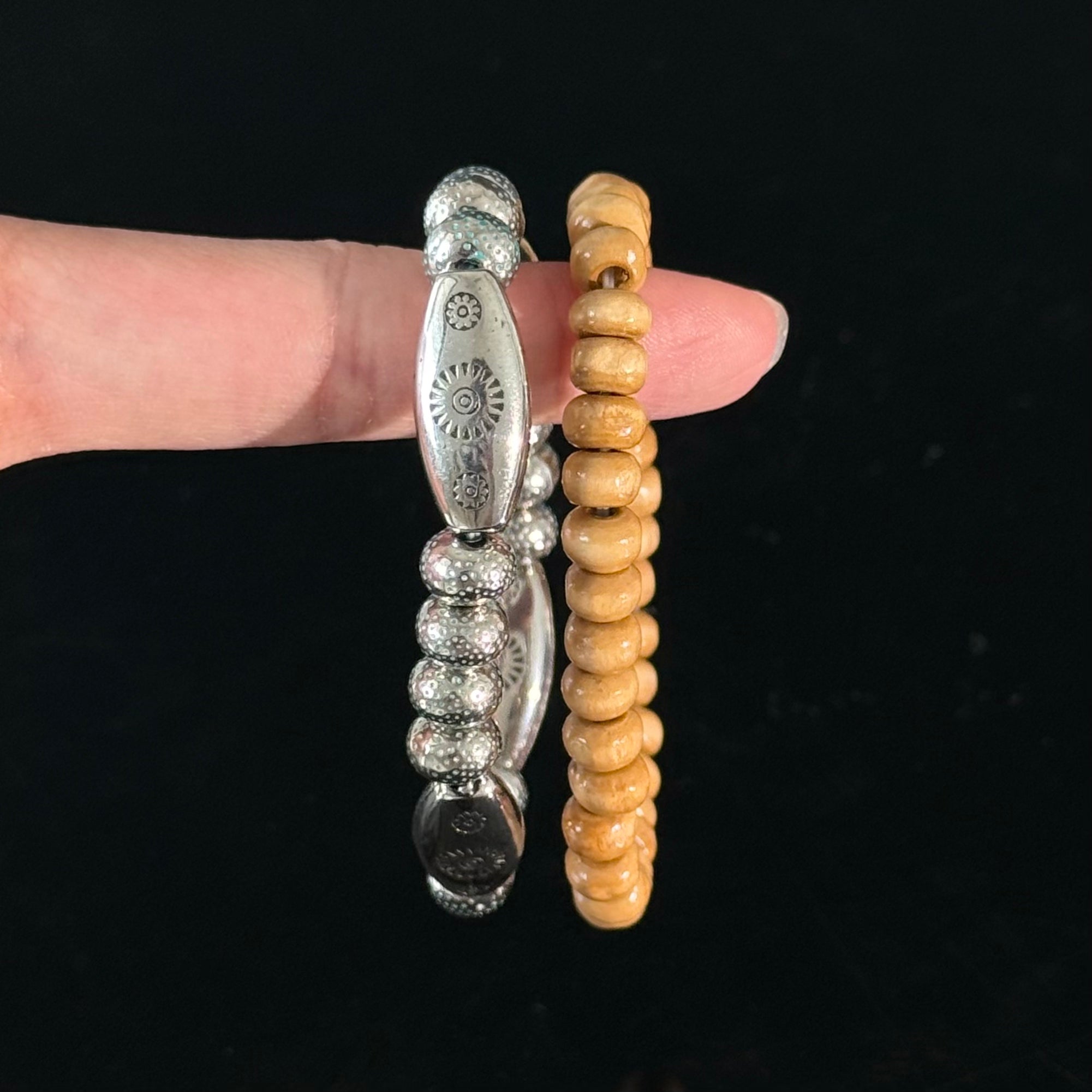 Taurus Zodiac Wooden & Hematite Bracelet Set – Grounding Crystal Bracelet for Strength & Stability