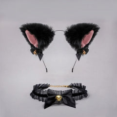 Cat Ear Headband Bell Necklet Set