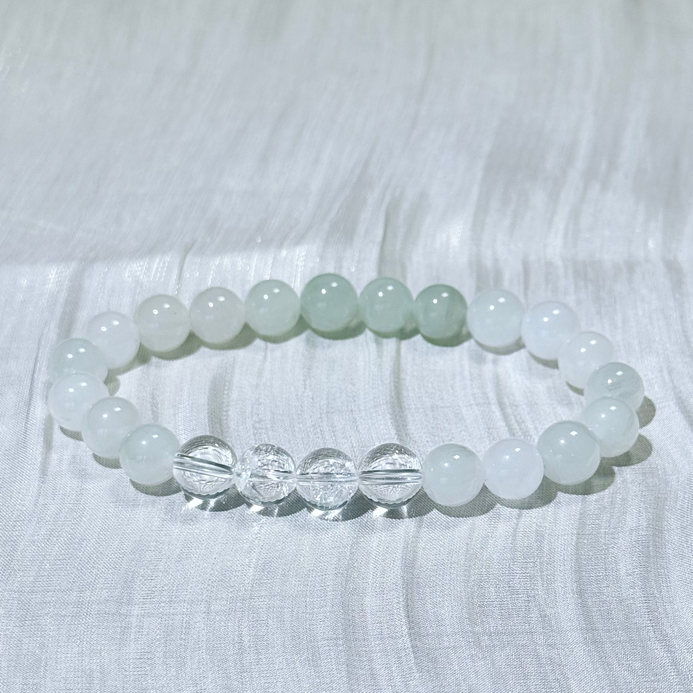 White Chalcedony & Clear Quartz Bracelet