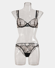Ruffle Shoulder Strap Bra and Panty Set