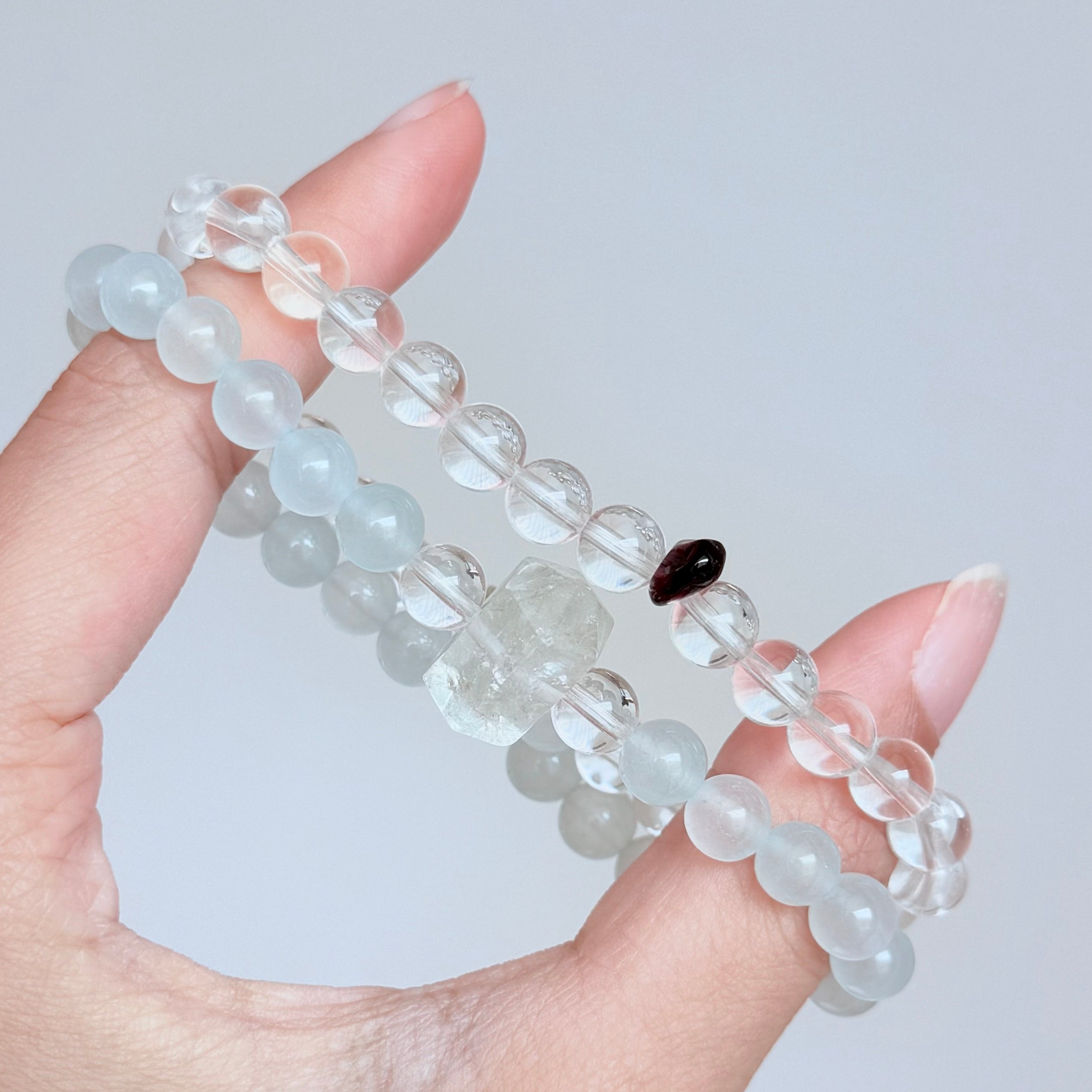 Aquamarine and Clear Quartz Bracelet