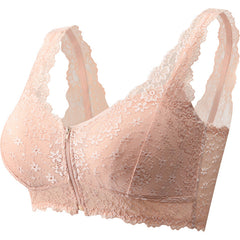 Zip Front Lace Push Up Bra
