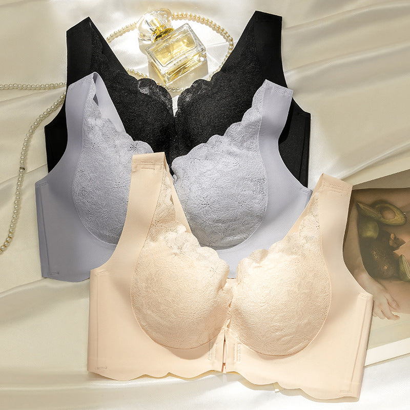 Lace Push Up Bra No Wires Sports Front Button Bra