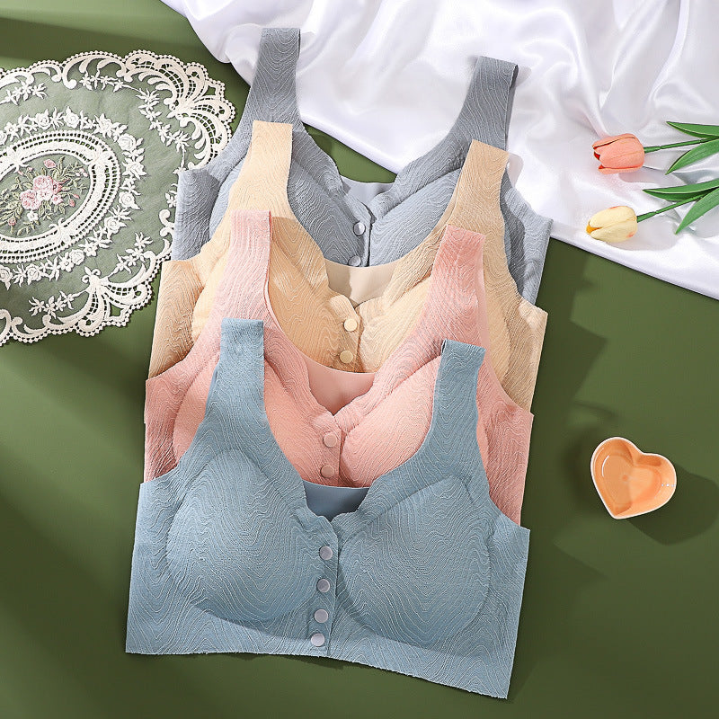 front button lace wireless bra