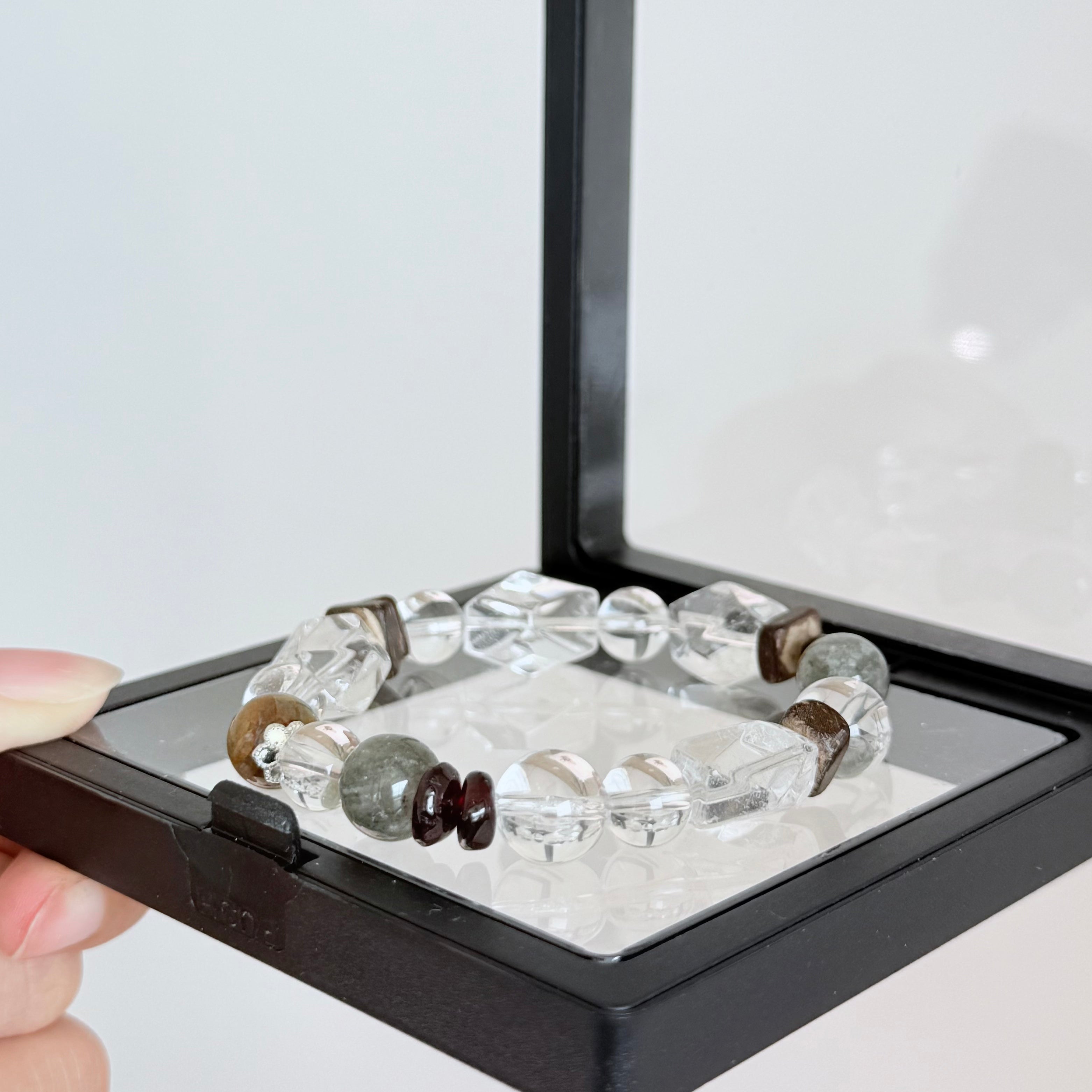 Clear Quartz & Green Phantom Crystal Bracelet