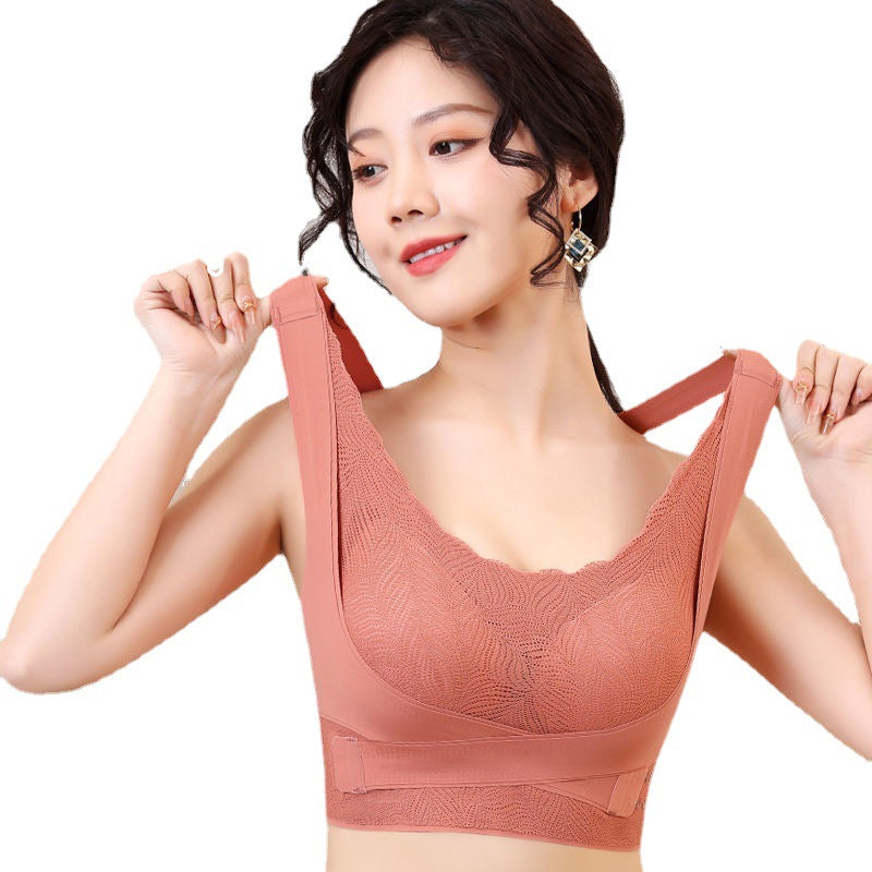 plus size push up front buckle sports bra