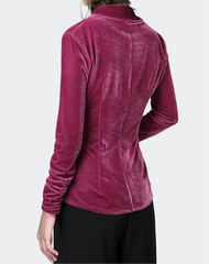 Sophisticated Magenta Velvet Ribbon Shirt