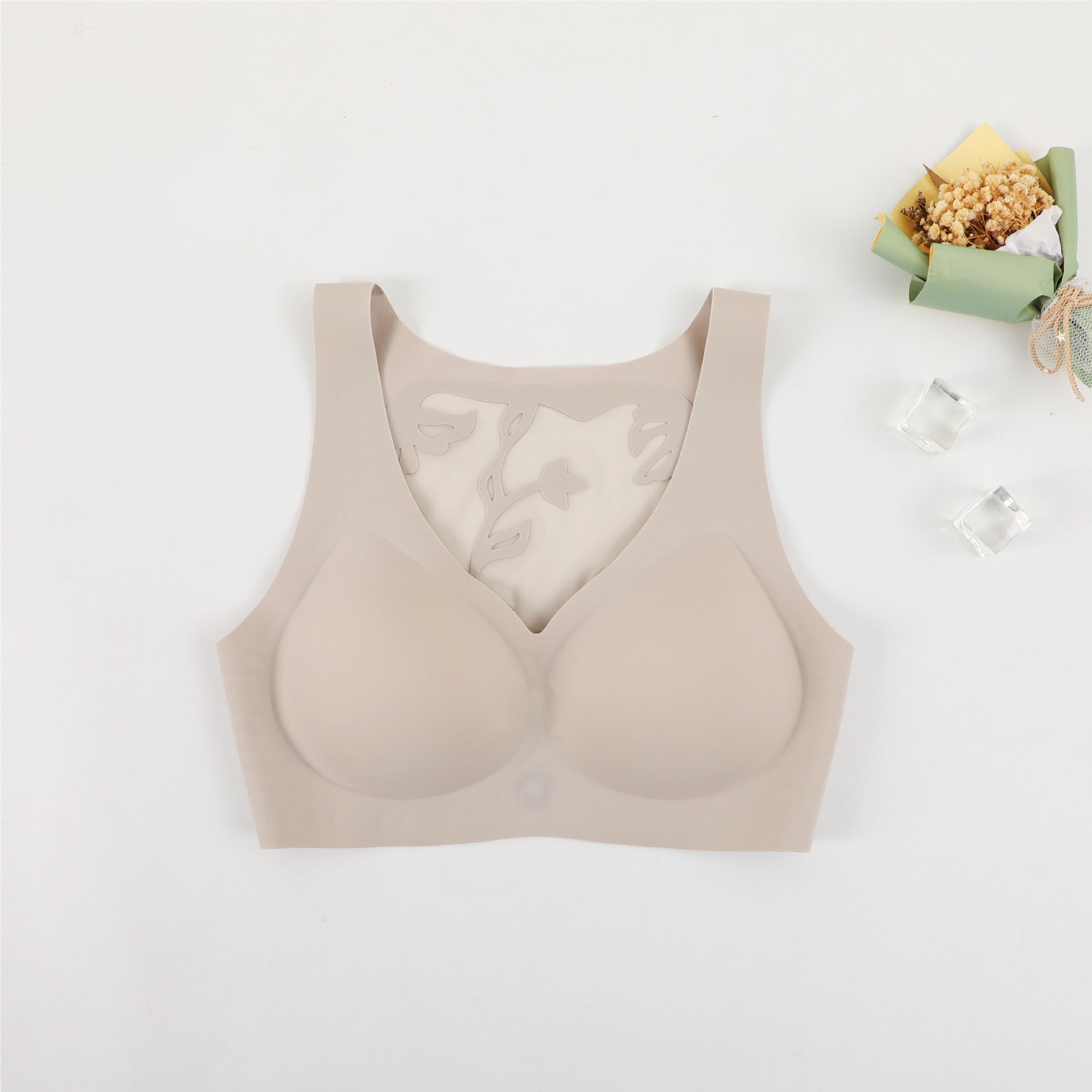 Seamless Deep V Hollow Vest Bra