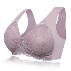 Plus Size Lace Wide Straps Wireless Bra Front Closure Push Up Bras