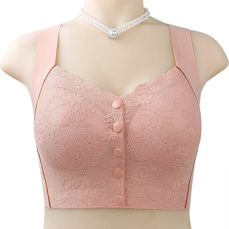 Front Button No Steel Ring Breathable Bra