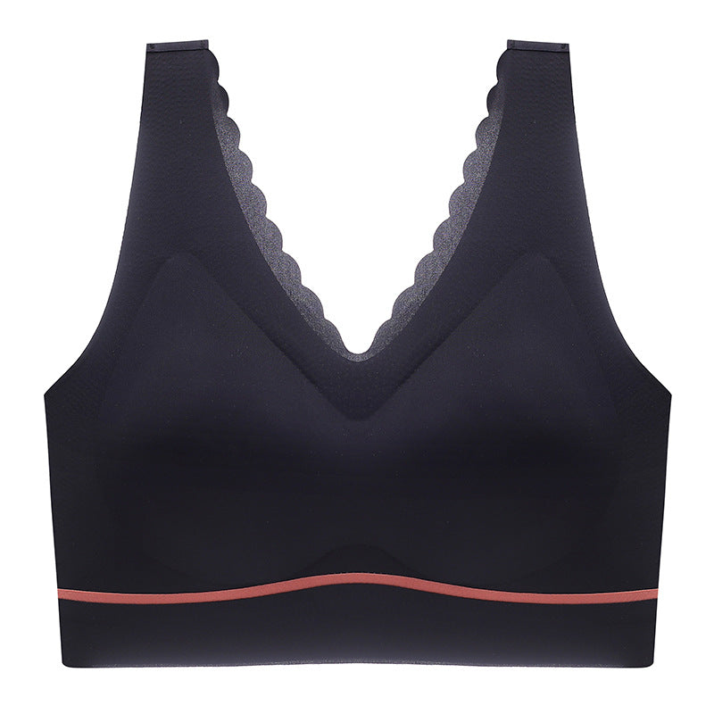 seamless push-up latex deep V comfortable bra