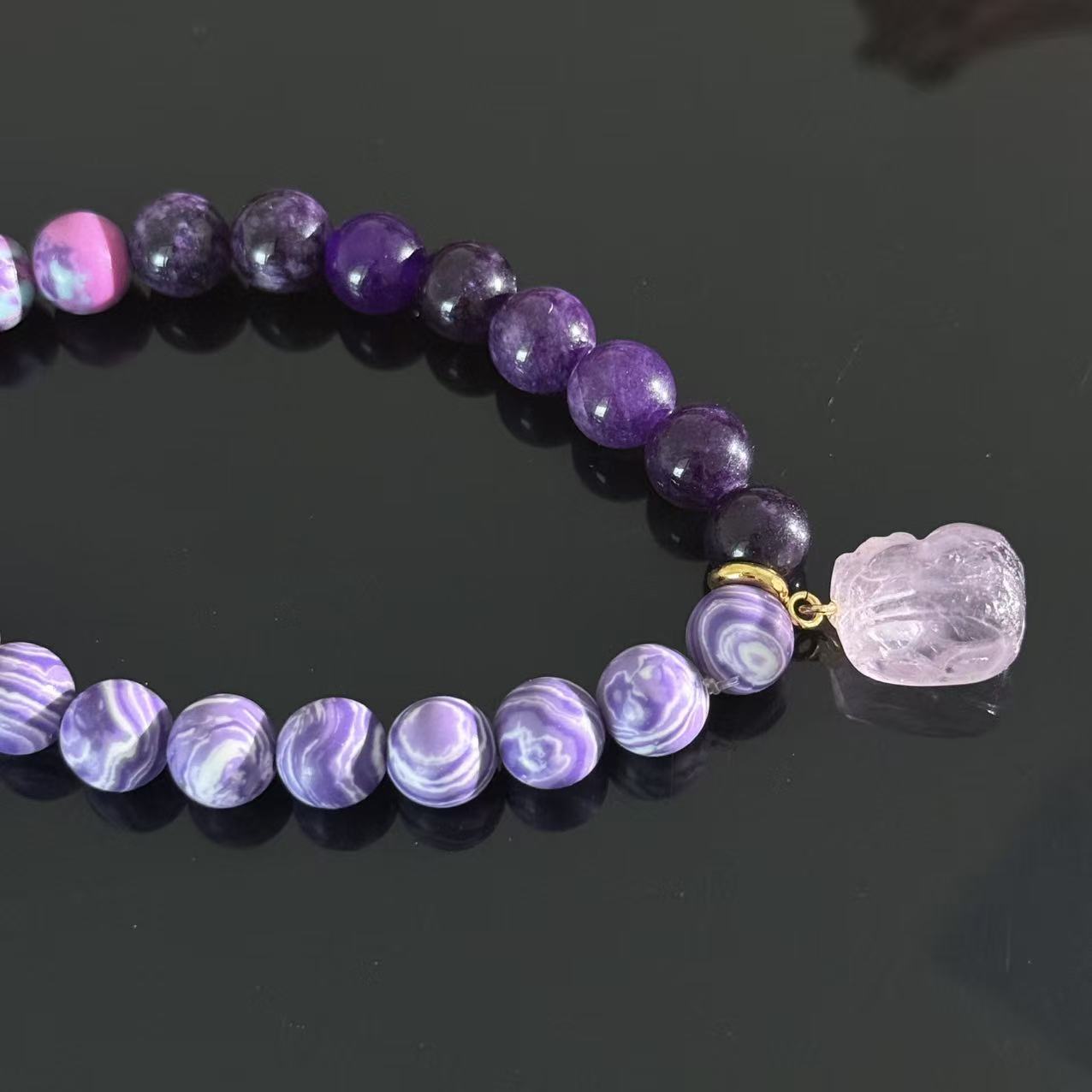 Handcrafted Purple Agate and Amethyst Bracelet — Jewelry for Enhanced Intuition, Protection, and Spiritual Healing
