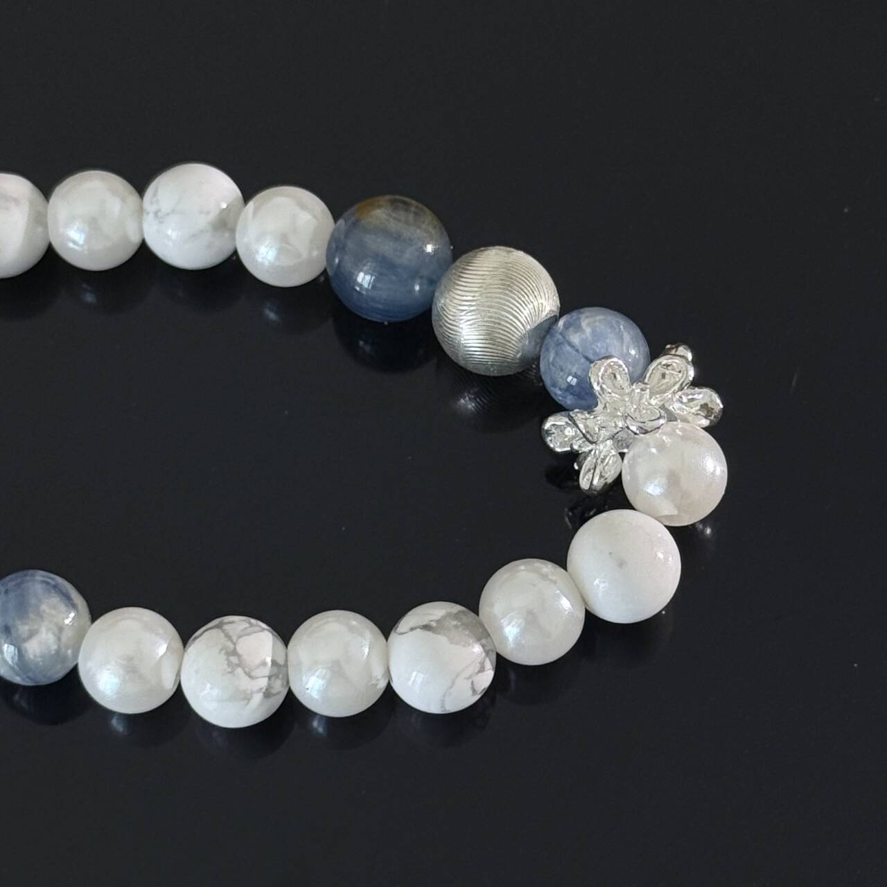 Handcrafted Crystal Bracelet: Blue Kyanite & White Magnesite — Natural Healing Gemstone Bracelet for Emotional Balance
