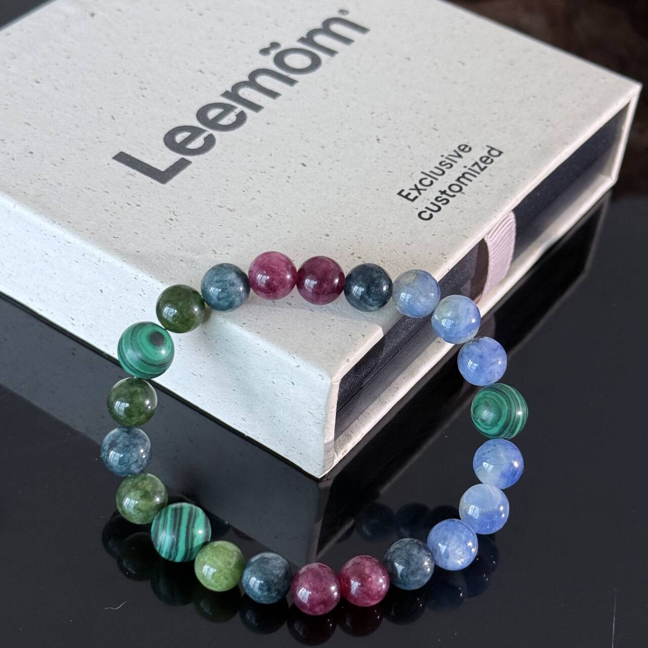 Handcrafted Multi-Color Natural Gemstone Bracelet — Malachite, Blue Apatite, and Tourmaline Crystal Beaded Bracelet