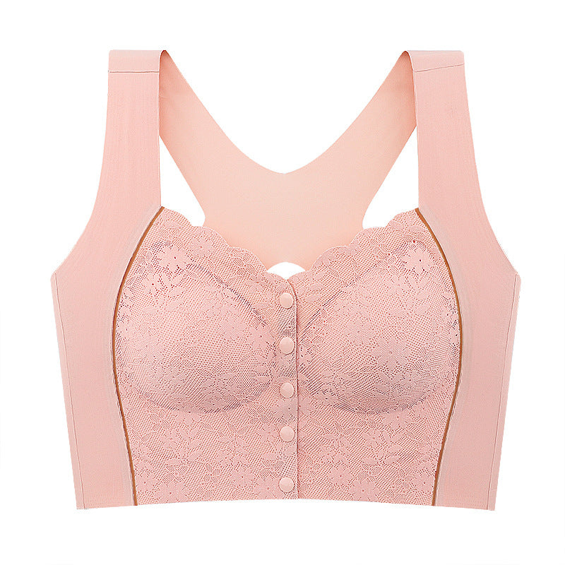 Front Button No Steel Ring Breathable Bra