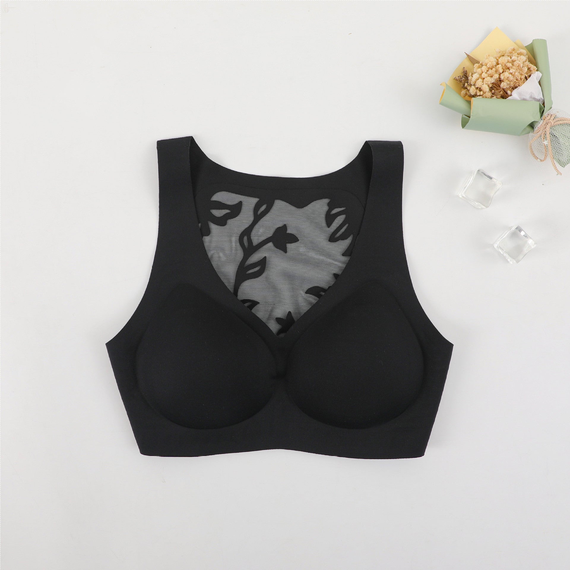 Seamless Deep V Hollow Vest Bra