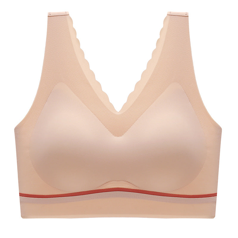 seamless push-up latex deep V comfortable bra