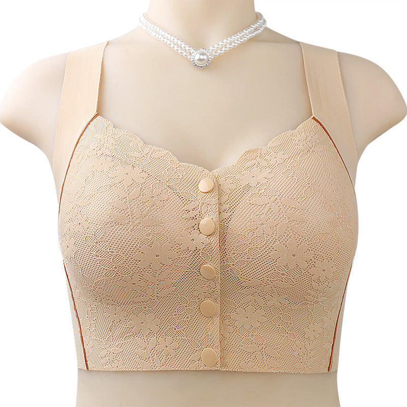 Front Button No Steel Ring Breathable Bra