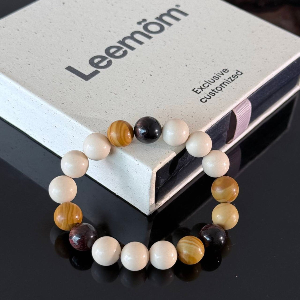 Natural White Stone & Earth-Tone Jasper Manual Beaded Bracelet — Minimalist Healing Crystal Bracelet
