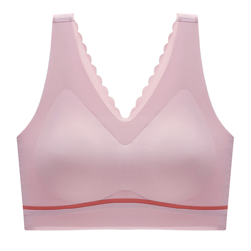 seamless push-up latex deep V comfortable bra