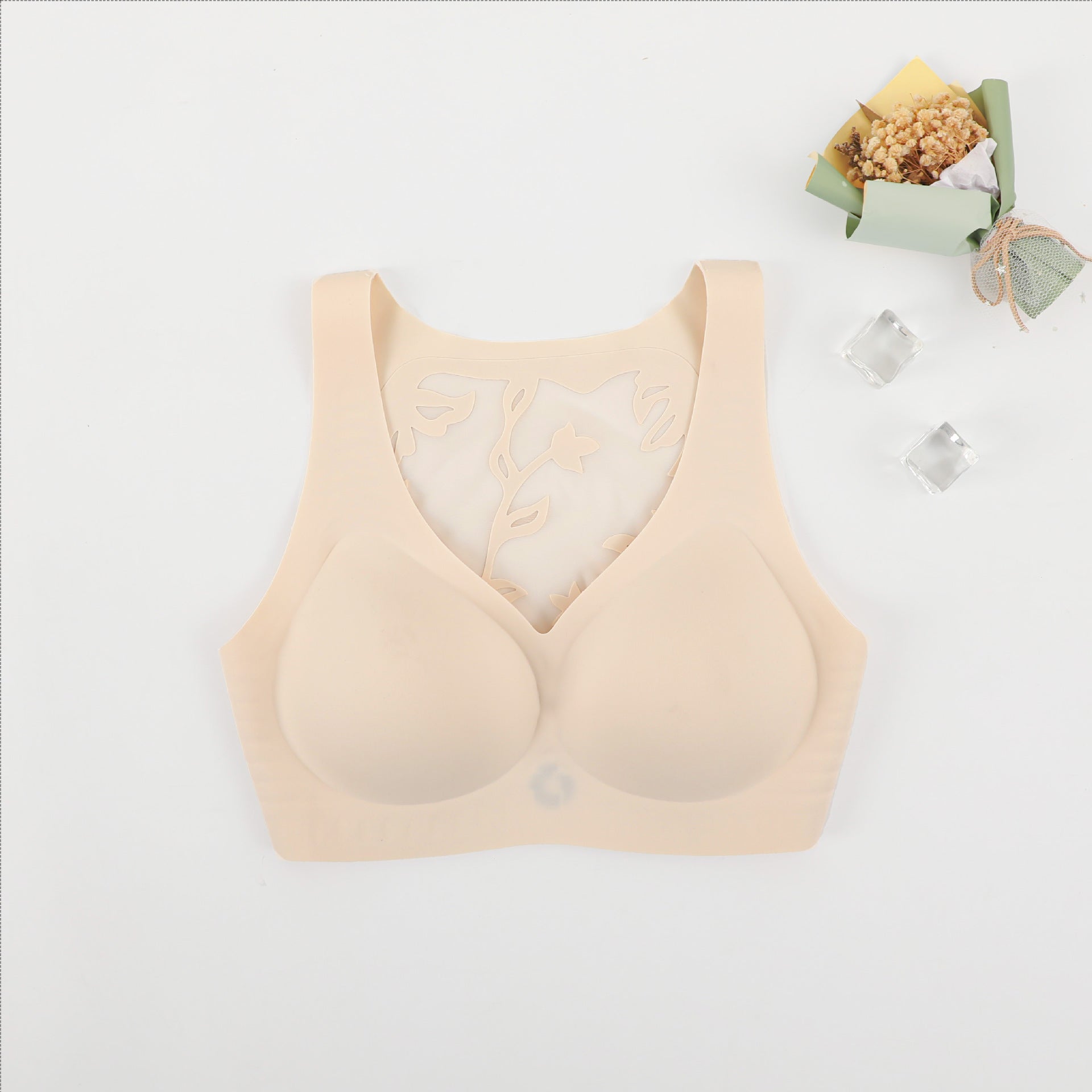 Seamless Deep V Hollow Vest Bra