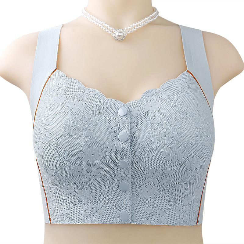 Front Button No Steel Ring Breathable Bra