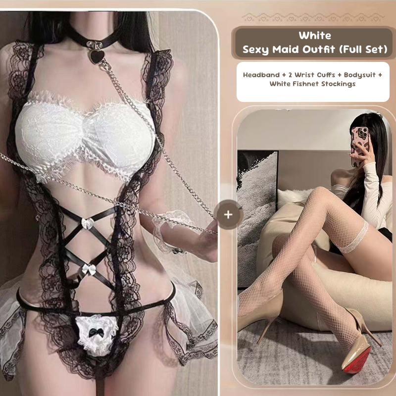 Lace Maid Costume See-through Free Lingerie