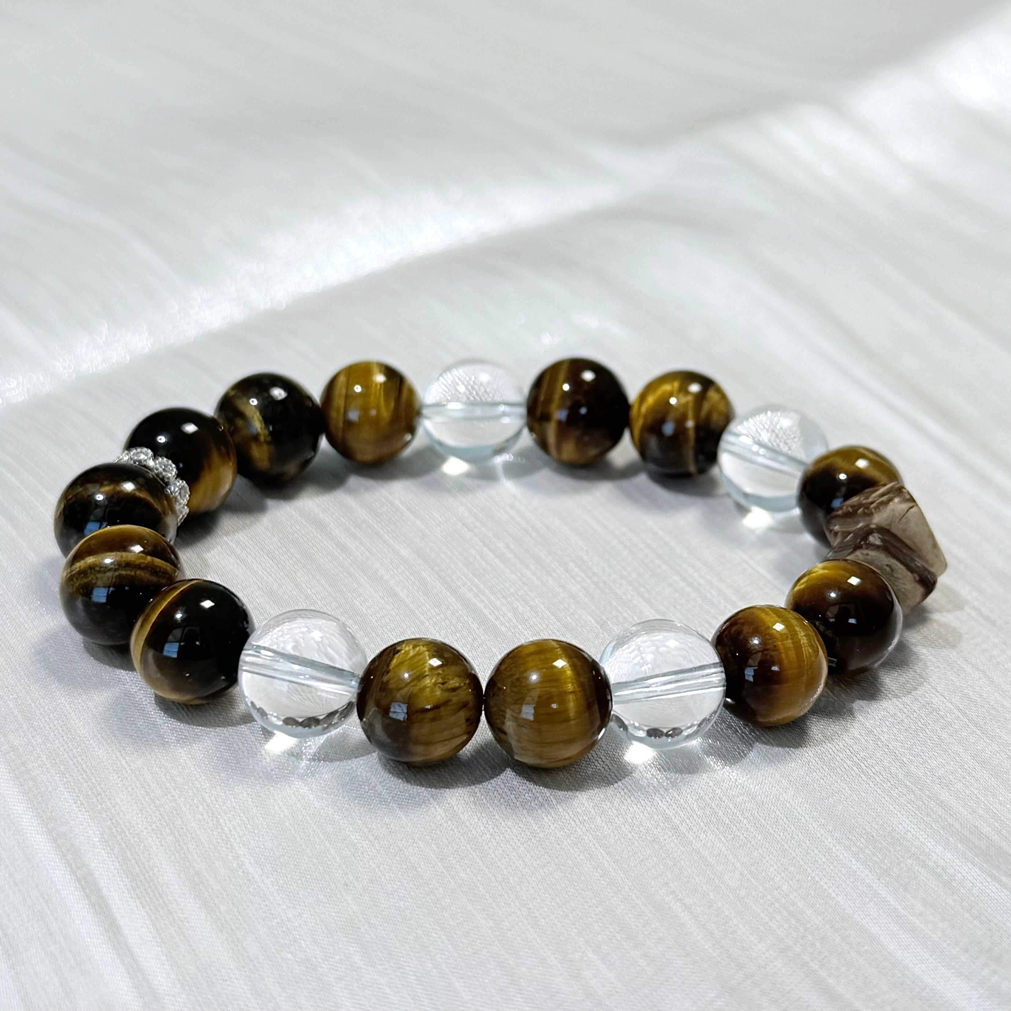 Tiger’s Eye and Clear Quartz Bracelet