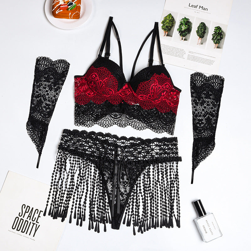 Lingerie Plus Size Lace Tassel Pajamas Temptation Uniform Set