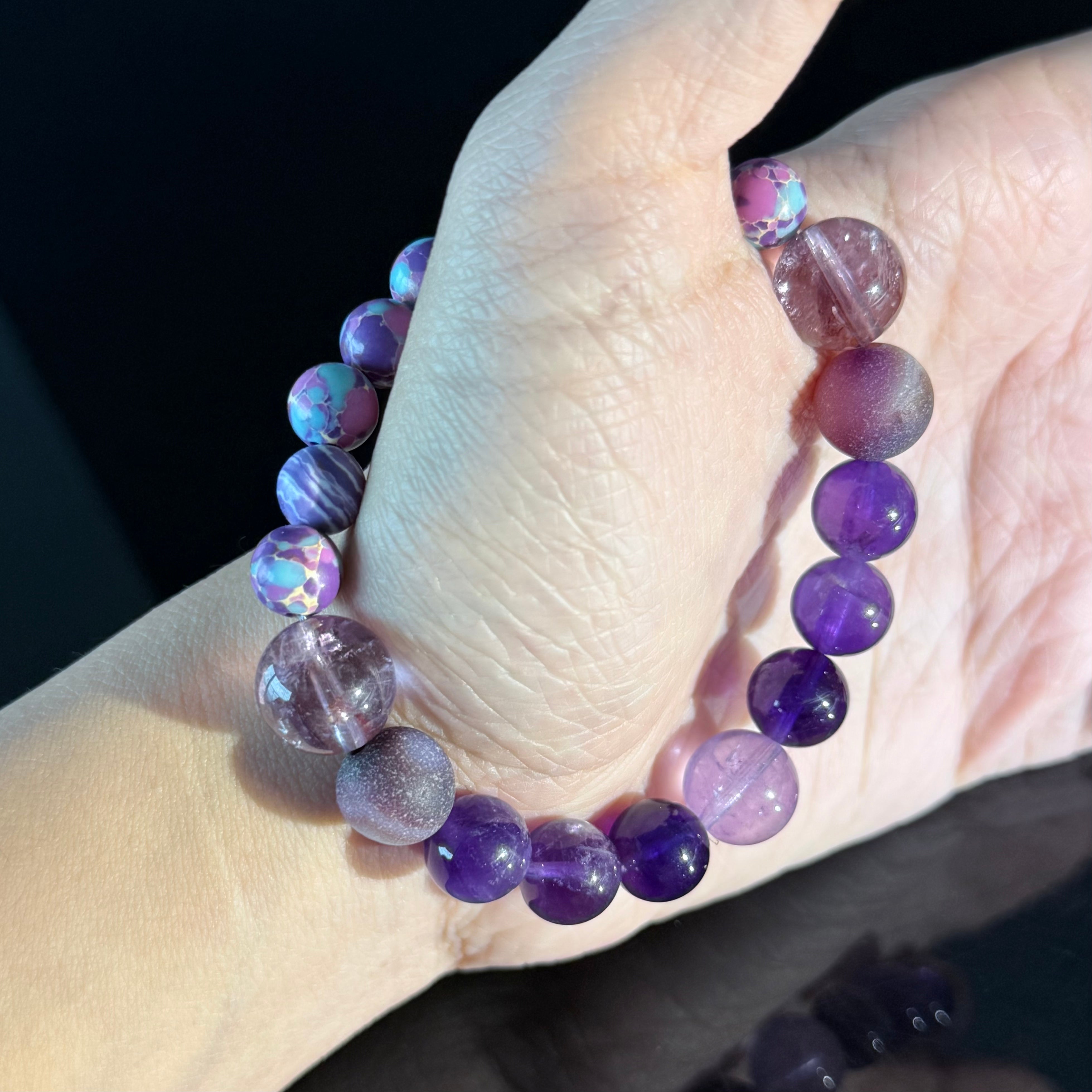 Amethyst & Dream Agate Crystal Bracelet