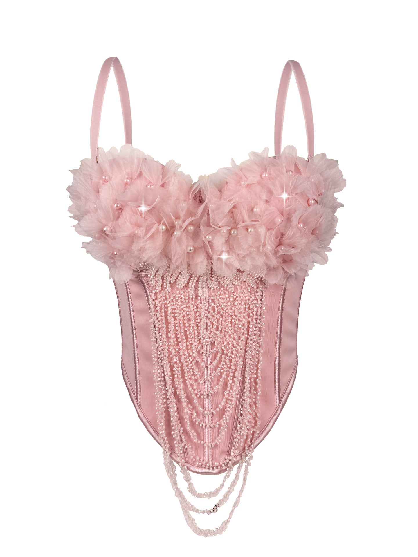 Handmade Flower Tassel Backless Sling Corset