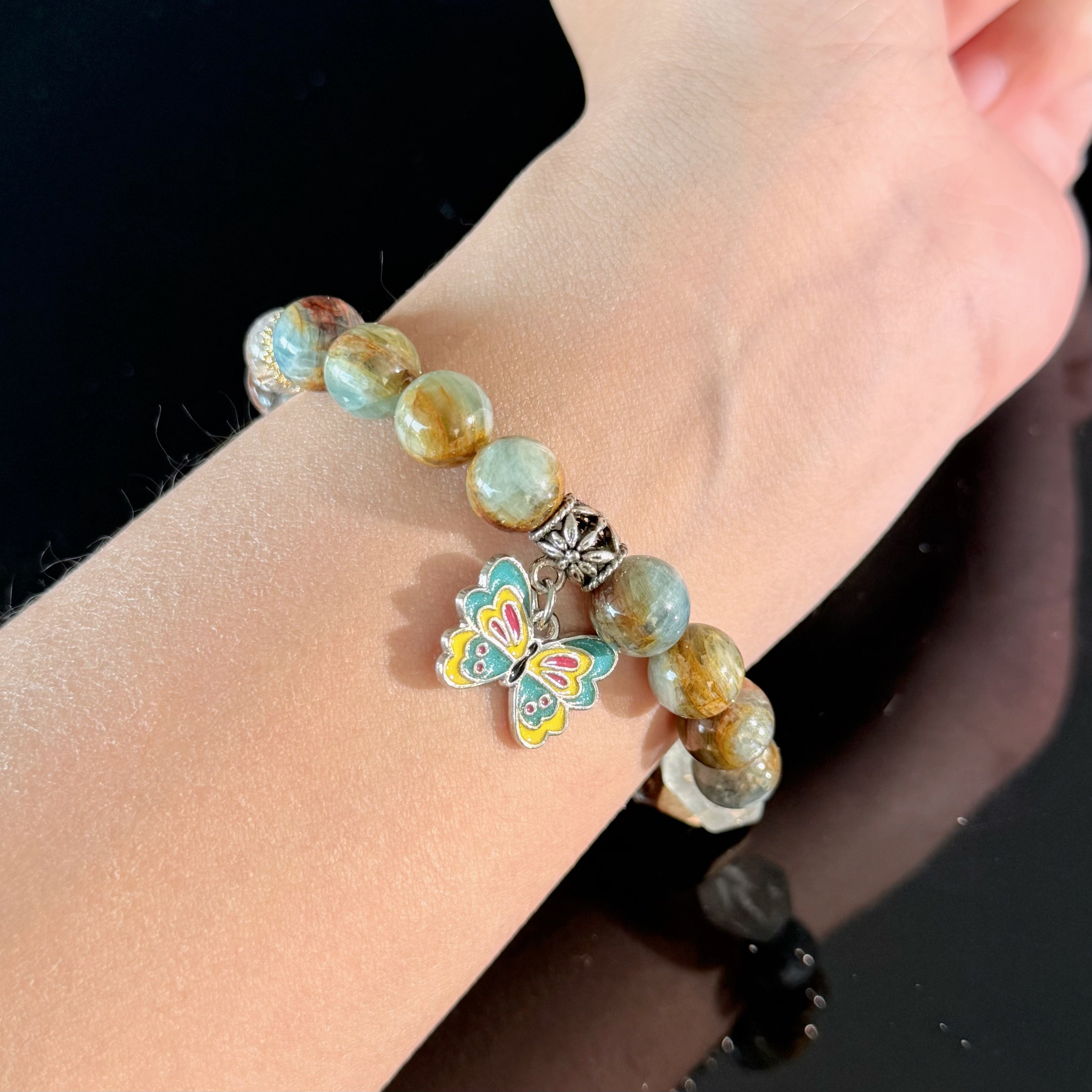 Malachite & Moss Agate Butterfly Bracelet