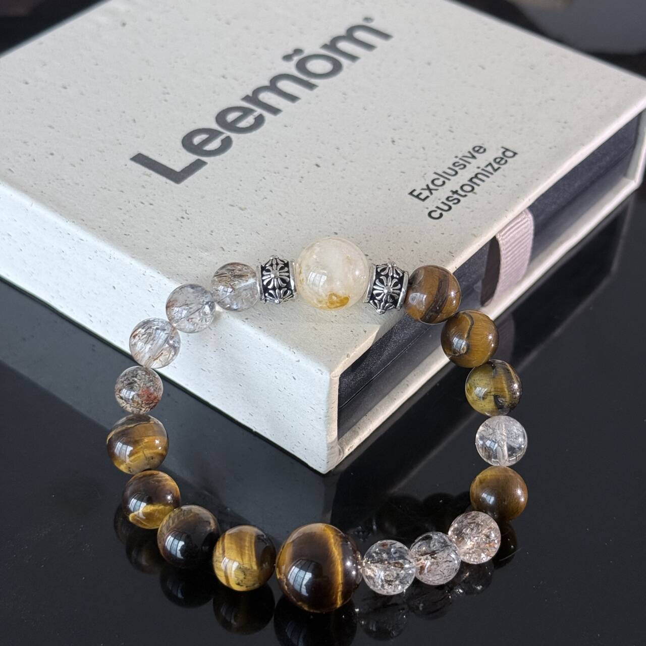 Handcrafted Tiger's Eye and Clear Quartz Bracelet — A Natural Gemstone Energy Bracelet to Help You Find Protection, Confidence, and Mental Clarity