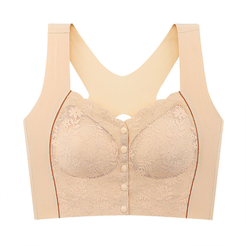 Front Button No Steel Ring Breathable Bra