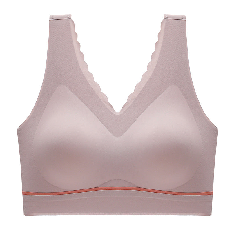 seamless push-up latex deep V comfortable bra
