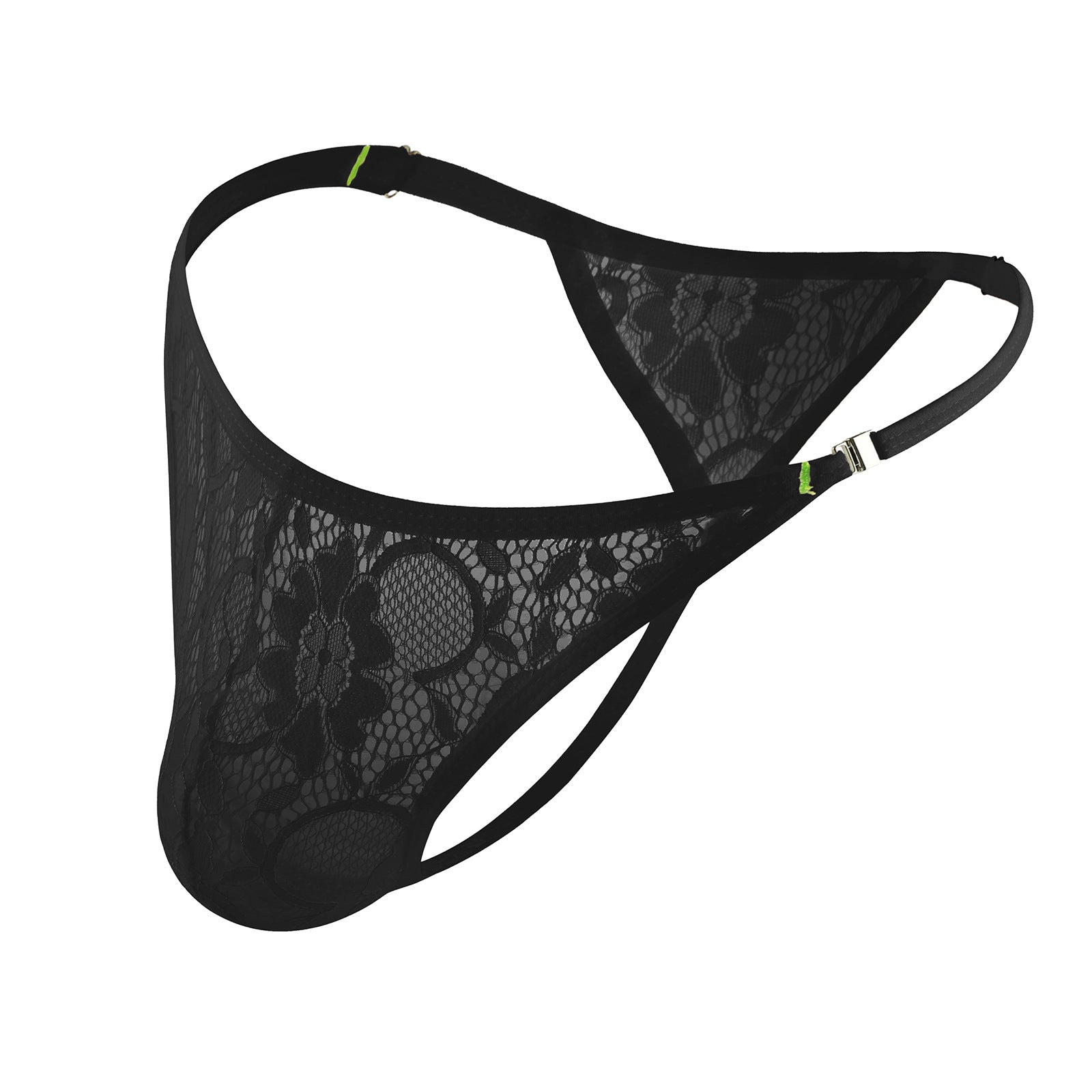 Hollow See-through Lace Thong Side Button Style For Men