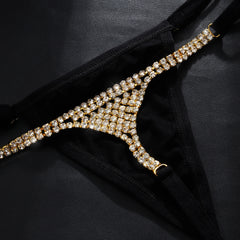 Fashionable Shining Diamond Inlaid Bikini Body Chain Accessories Thong