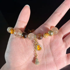 Gourd of Blessings & Money Bag Charm | Wealth-Attracting & Luck-Preserving Multi-Gemstone Crystal Bracelet