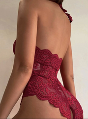 Fantasy Open Lace Crotchless Bodysuit
