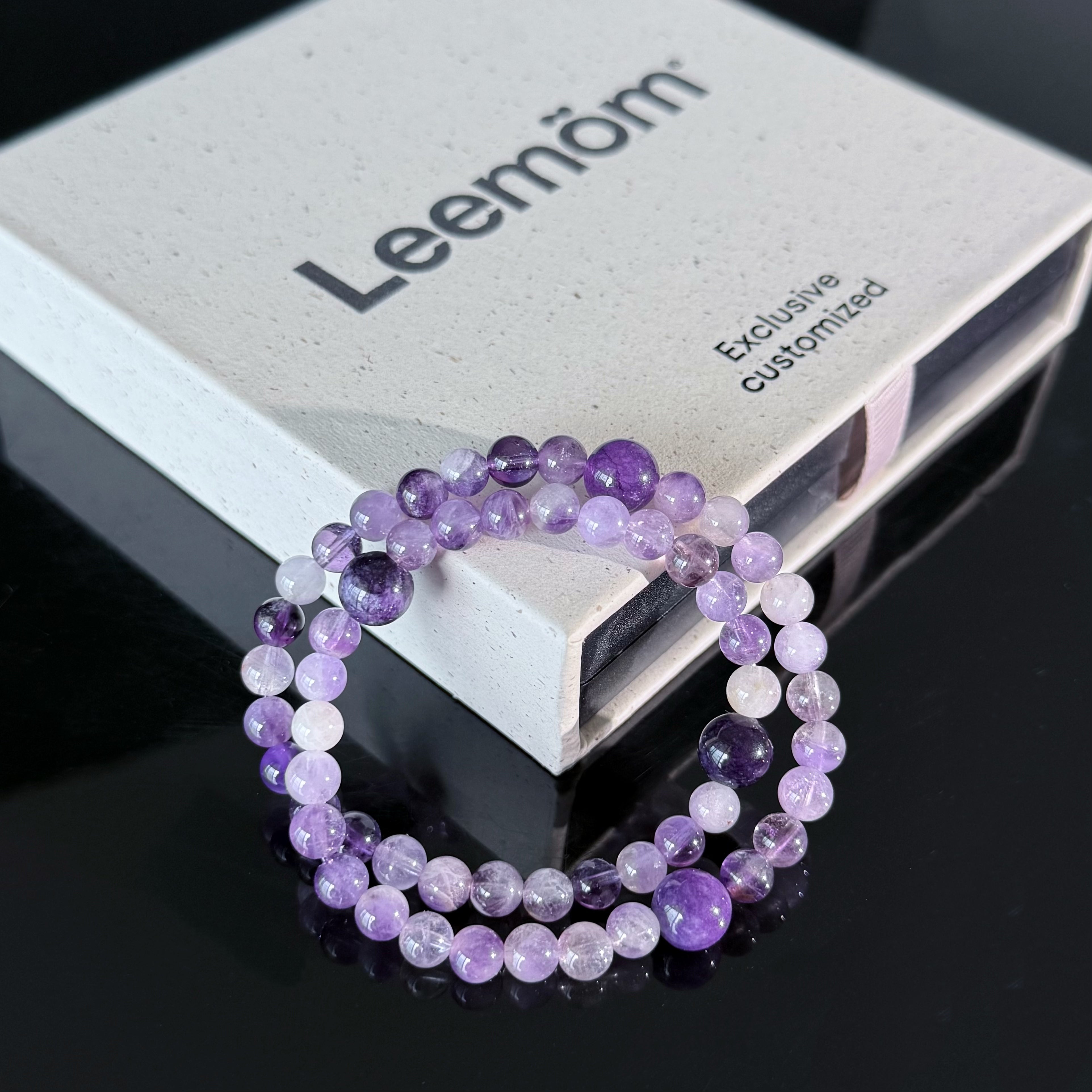 Handcrafted Amethyst Gradient Beaded Bracelet — Stackable Purple Crystal Bracelet