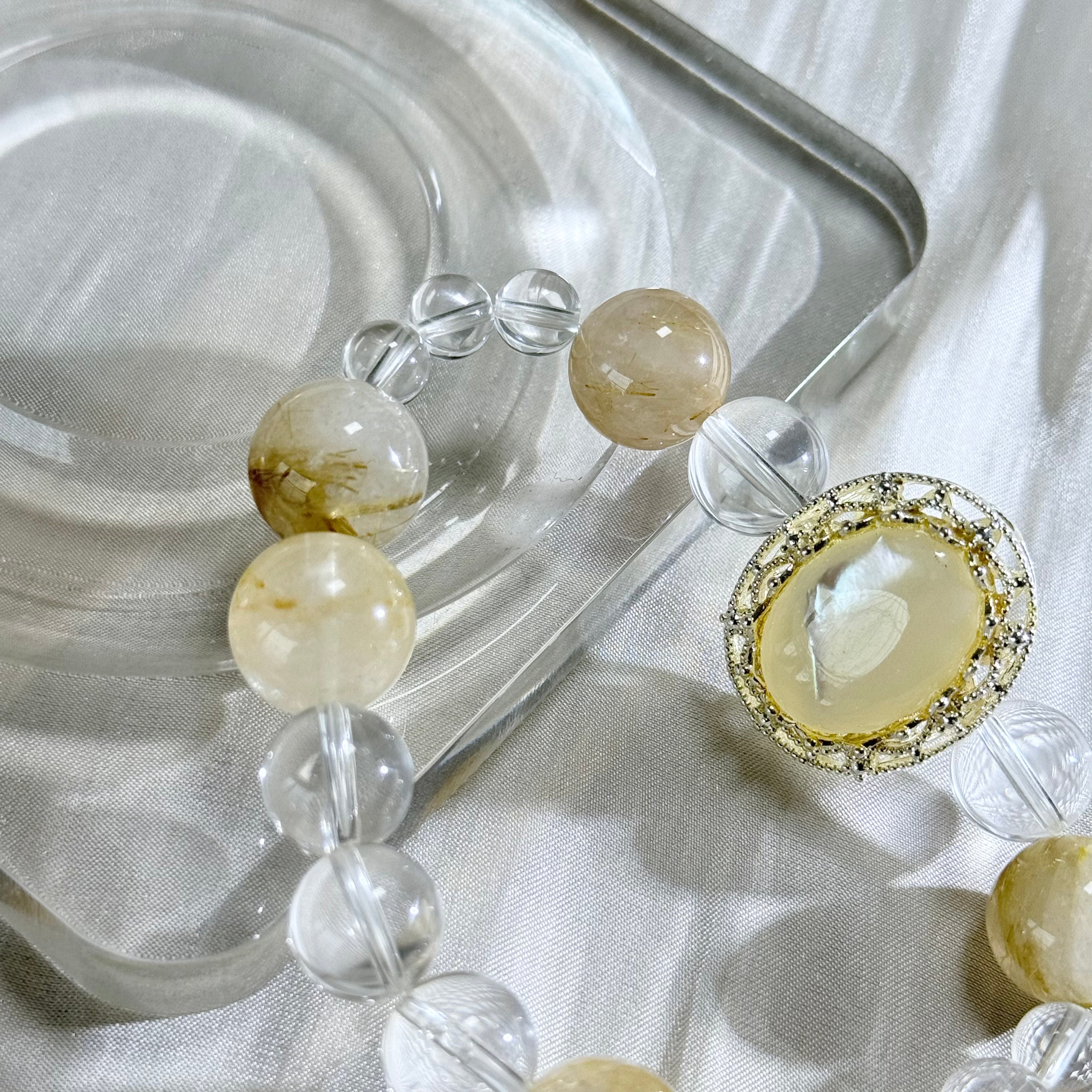 Purify your magnetic field and enhance your aura | White Crystal and Citrine Bracelet